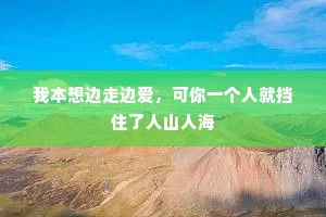 我本想边走边爱，可你一个人就挡住了人山人海