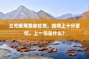 三兜根用意收拾煞，缠得上十分紧恰。上一句是什么？