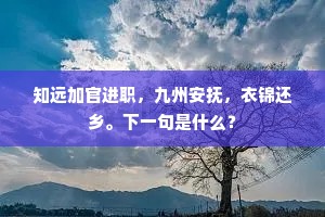 知远加官进职，九州安抚，衣锦还乡。下一句是什么？
