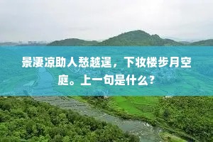 景凄凉助人愁越逞，下妆楼步月空庭。上一句是什么？