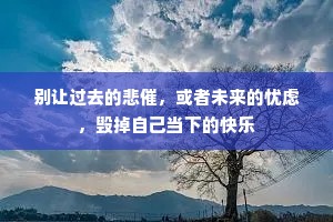 别让过去的悲催，或者未来的忧虑，毁掉自己当下的快乐