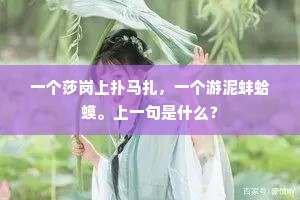 一个莎岗上扑马扎，一个游泥蚌蛤蟆。上一句是什么？
