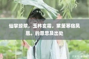仙掌琼浆，玉杵玄霜，紫箫寒宿凤凰。的意思及出处