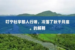 叮宁杜宇那人行啼，冷落了秋千月底。的解释