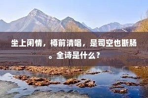 坐上闲情，樽前清唱，是司空也断肠。全诗是什么？