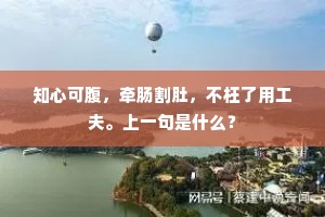 知心可腹，牵肠割肚，不枉了用工夫。上一句是什么？