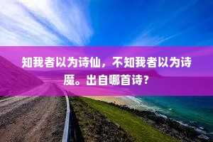 知我者以为诗仙，不知我者以为诗魔。出自哪首诗？