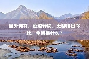 雁外传书，蛩边转枕，无聊排日吟秋。全诗是什么？