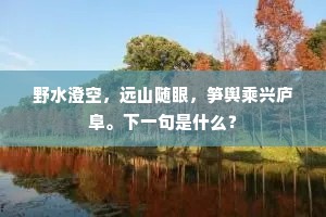 野水澄空，远山随眼，笋舆乘兴庐阜。下一句是什么？