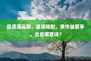 且遇酒高歌，逢场戏剧，莫作皱眉事。出自哪首诗？