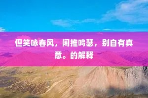 但笑咏春风，闲推鸣瑟，别自有真意。的解释