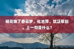 杨花做了香云梦，化池萍、犹泛翠钏。上一句是什么？