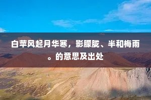 白苹风起月华寒，影朦胧、半和梅雨。的意思及出处