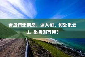 青鸟杳无信息，遍人间、何处觅云軿。出自哪首诗？