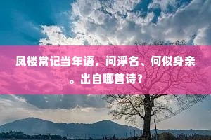 凤楼常记当年语，问浮名、何似身亲。出自哪首诗？