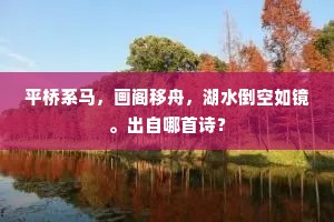 平桥系马，画阁移舟，湖水倒空如镜。出自哪首诗？