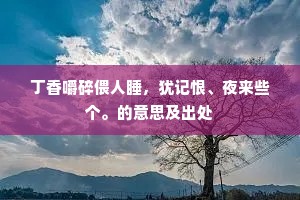 丁香嚼碎偎人睡，犹记恨、夜来些个。的意思及出处