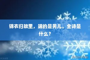 锦衣归故里，端的是男儿。全诗是什么？