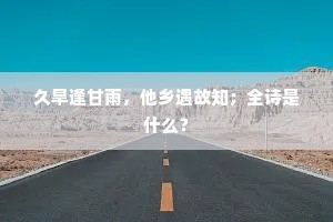 久旱逢甘雨，他乡遇故知；全诗是什么？