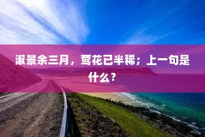 淑景余三月，莺花已半稀；上一句是什么？