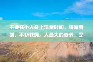 不要在小人身上浪费时间，将军有剑，不斩苍蝇。人最大的修养，是知人不评人