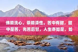 佛能洗心，茶能涤性。苦中有甜，甜中是苦，先苦后甘，人生亦如是，如饮黑茶。生活禅，幸福茶，禅洱茯茶，一生幸福