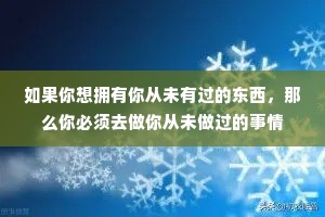 如果你想拥有你从未有过的东西，那么你必须去做你从未做过的事情