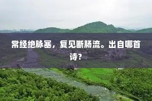 常经绝脉塞，复见断肠流。出自哪首诗？