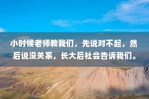 小时候老师教我们，先说对不起，然后说没关系，长大后社会告诉我们。你如果没关系，那就只有对不起了。