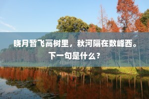 晓月暂飞高树里，秋河隔在数峰西。下一句是什么？