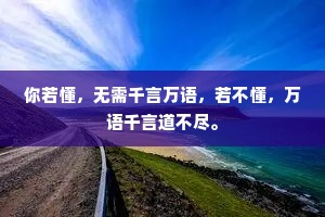 你若懂，无需千言万语，若不懂，万语千言道不尽。