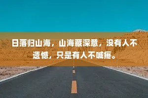 日落归山海，山海藏深意，没有人不遗憾，只是有人不喊疼。