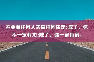 不要替任何人去做任何决定:成了，你不一定有功;败了，你一定有错。
