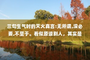 三句生气时的灭火真言:无所谓,没必要,不至于。看似原谅别人，其实是放过自己。