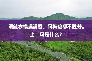 暖触衣襟漠漠香，间梅遮柳不胜芳。上一句是什么？