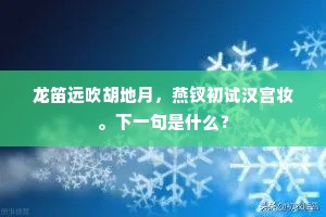 龙笛远吹胡地月，燕钗初试汉宫妆。下一句是什么？