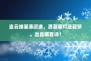 连云接塞添迢递，洒幕侵灯送寂寥。出自哪首诗？