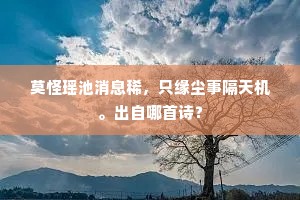 莫怪瑶池消息稀，只缘尘事隔天机。出自哪首诗？