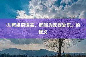 霅谿湾里钓渔翁，舴艋为家西复东。的释义