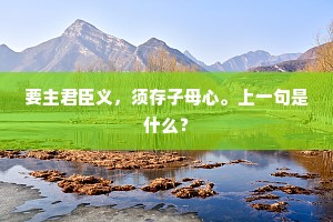 要主君臣义，须存子母心。上一句是什么？