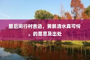 腊后闲行村舍边，黄鹅清水真可怜。的意思及出处