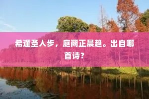 希逢圣人步，庭阙正晨趋。出自哪首诗？