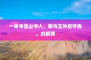 一身本是山中人，聊与王孙慰怀抱。的解释