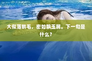 大似落鹅毛，密如飘玉屑。下一句是什么？