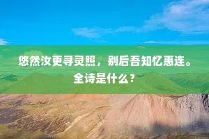 悠然汝更寻灵照，别后吾知忆惠连。全诗是什么？