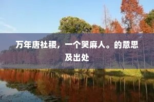 万年唐社稷，一个哭麻人。的意思及出处