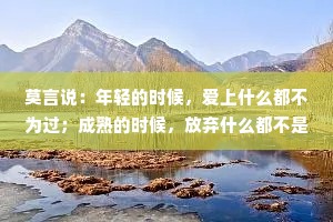 莫言说：年轻的时候，爱上什么都不为过；成熟的时候，放弃什么都不是错。你终其一生，都在寻找那个和自己灵魂相近的人