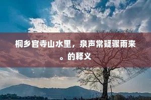 桐乡官寺山水里，泉声常疑骤雨来。的释义