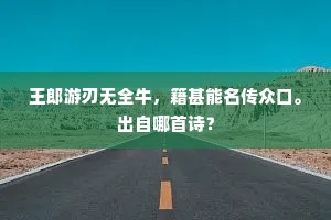 王郎游刃无全牛，籍甚能名传众口。出自哪首诗？