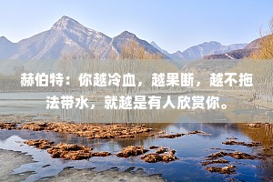 赫伯特：你越冷血，越果断，越不拖法带水，就越是有人欣赏你。